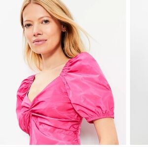 Taffeta Puff Sleeve Sweetheart Top